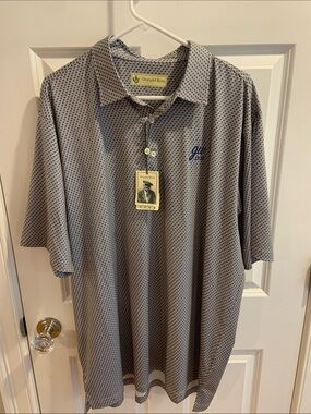 Donald Ross Men’s Gray Geo-Print Polo Shirt